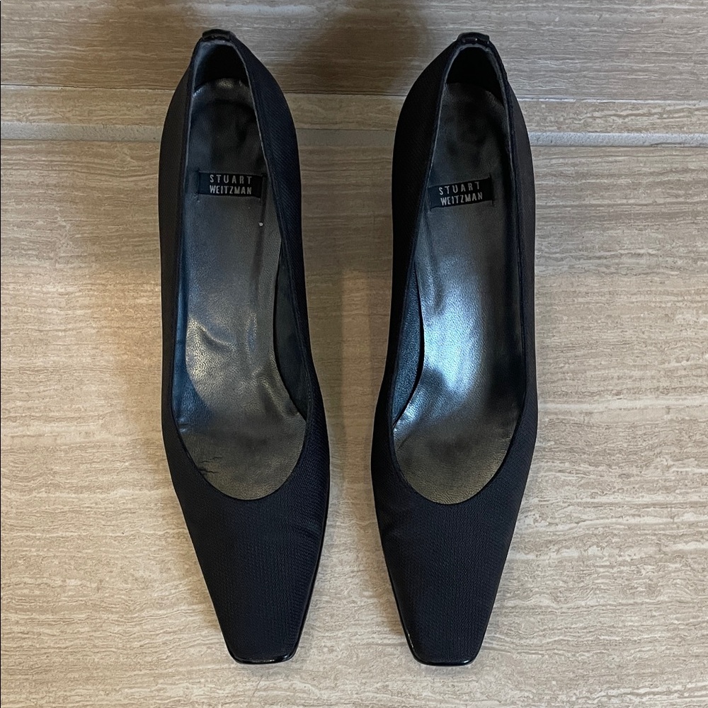 Stuart Weitzman Sz 10 AAAA Vintage Black Square-Toe Classic Pumps - Picture 4 of 15